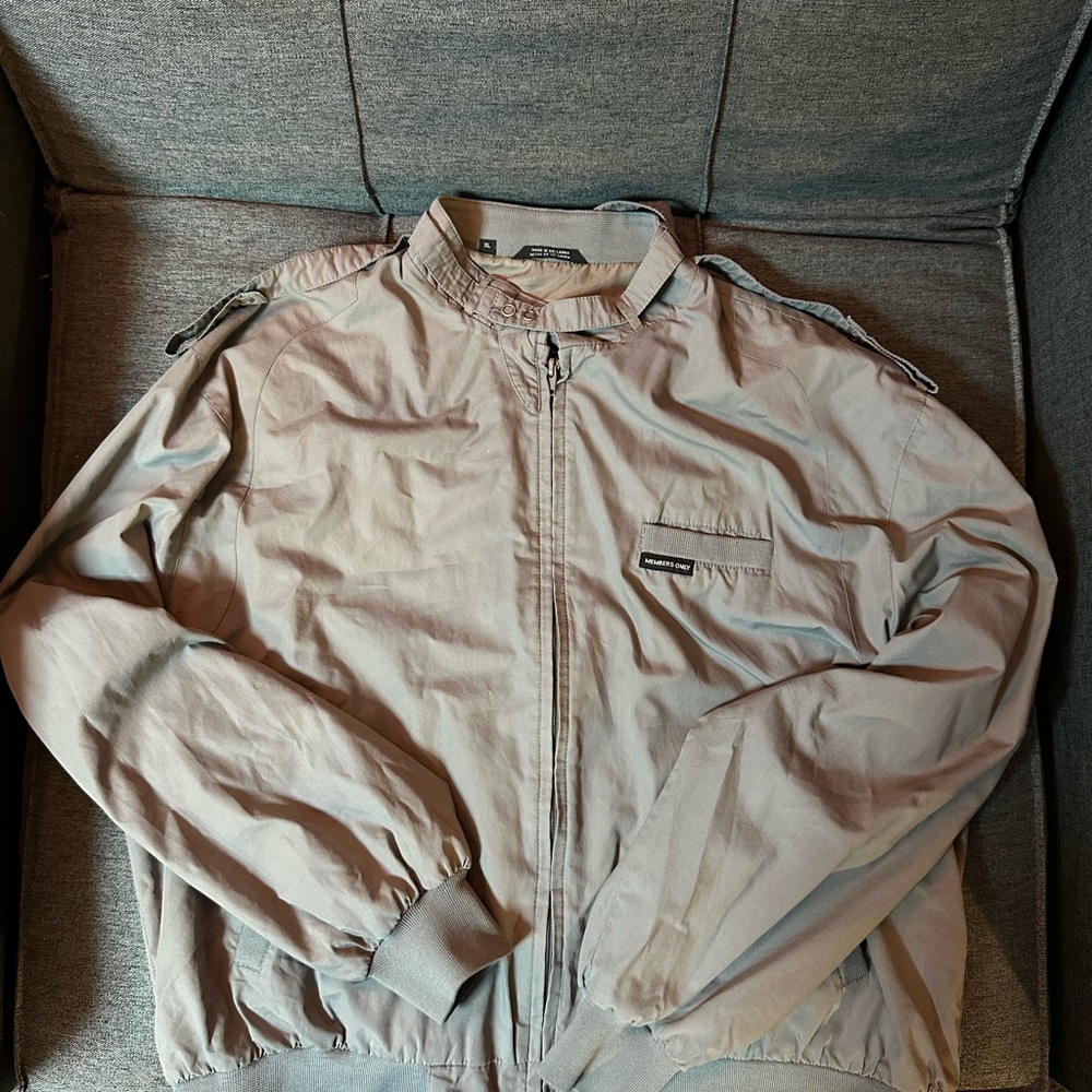 Members Only bomber in clean gray.